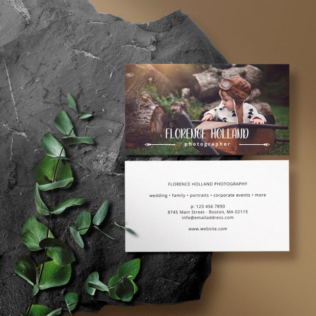 Calligraphy Name Photographer Photo Business Card (Creator Uploaded)