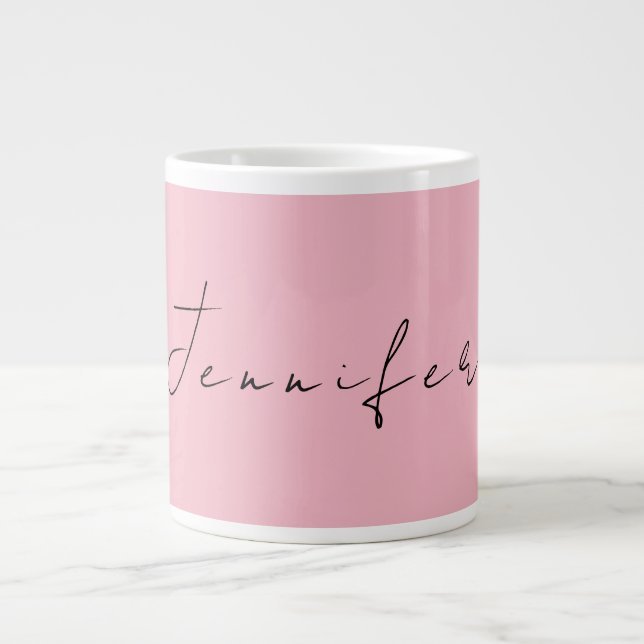 Calligraphy name professional plain pink feminine large coffee mug (Front)