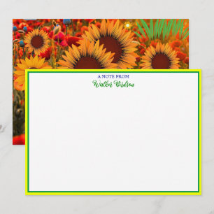 Calligraphy Name - Vintage Botanical Sunflowers Card