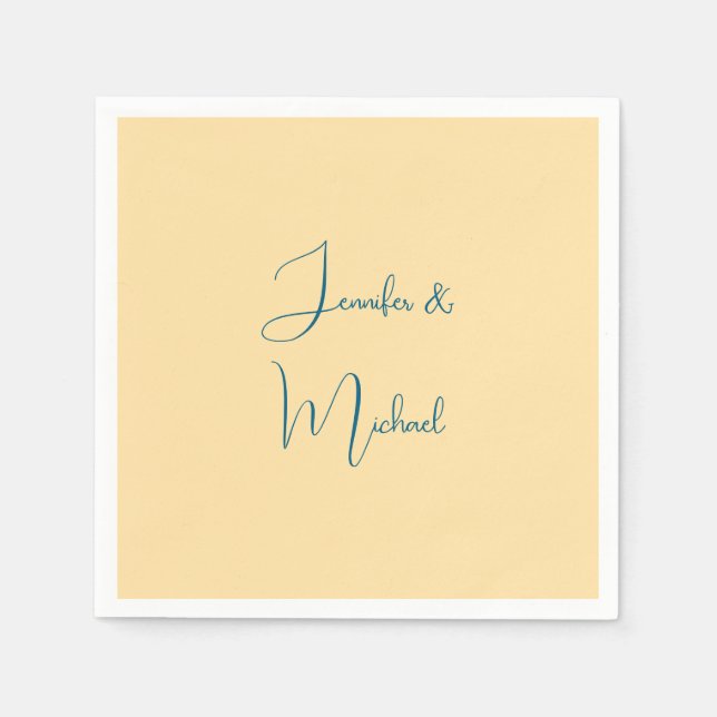Calligraphy Names Elegant Plain Simple Beige Colou Napkin (Front)