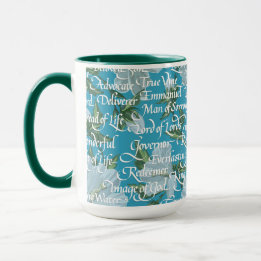 Calligraphy Names of Christ || Bright Blue Mug