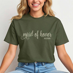 Calligraphy Natural on Fatique Maid of Honour T-Shirt