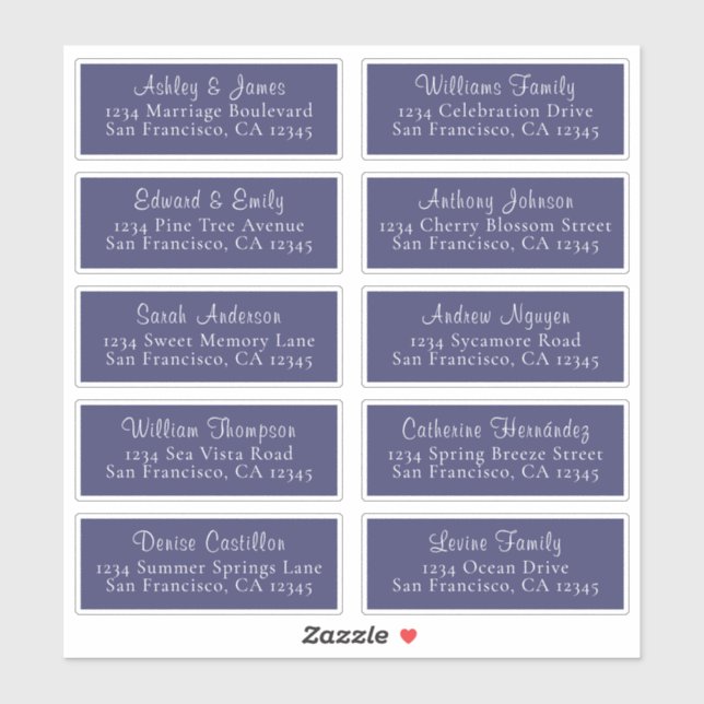 Calligraphy Navy Blue Wedding Guest Address Labels (Sheet)