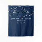Calligraphy Navy Mr & Mrs Wedding Booth Backdrop