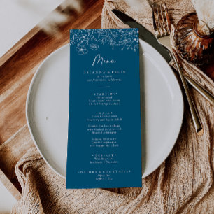 Calligraphy Navy Wildflower Dinner Menu
