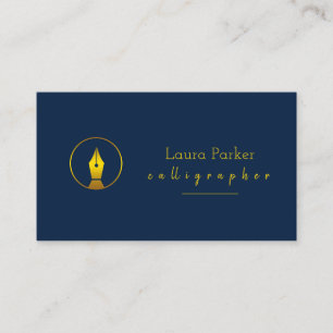 Calligraphy Nib Gold Freelance Writer Business Card