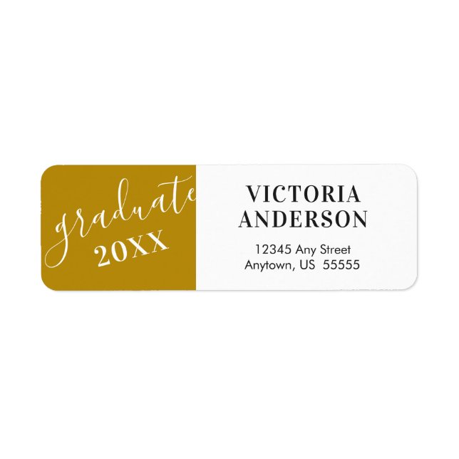 Calligraphy on Gold Class of 2025 Return Address Label (Front)