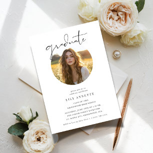 Calligraphy Oval Photo Budget Graduation Party Invitation