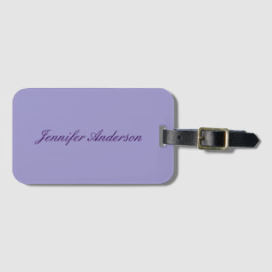 Calligraphy Pastel Pale Purple Personalised Luggage Tag