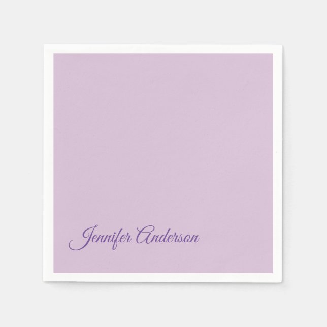 Calligraphy Pastel Thistle Pink Personalised Name Napkin (Front)