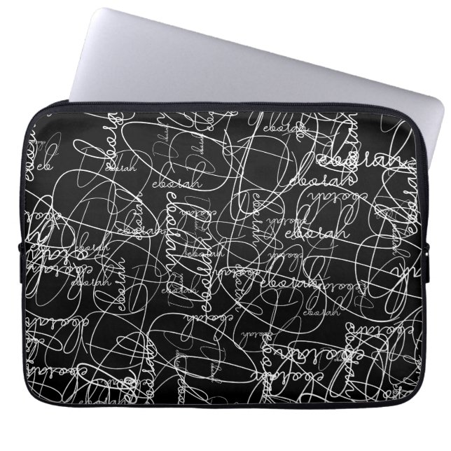 Calligraphy Pattern Signatures Laptop Sleeve (Front)
