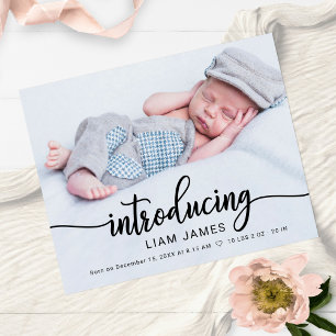 Calligraphy Photo Budget Birth Announcement Cards