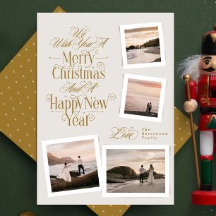 calligraphy photo collage new year merry christmas holiday card
