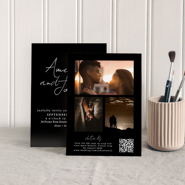 Calligraphy Photo Collage with QR code in Invitation (Creator Uploaded)
