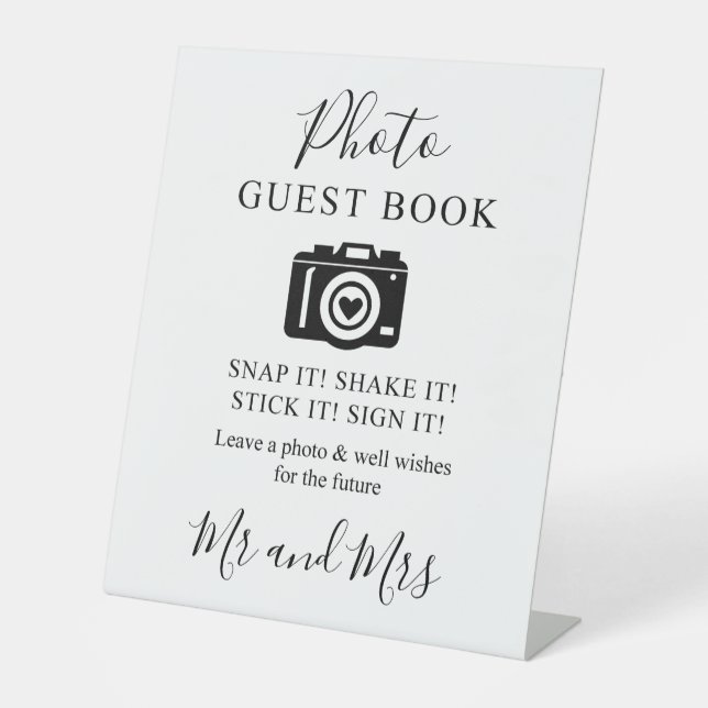 Calligraphy Photo Guest Book Camera Sign (Front)