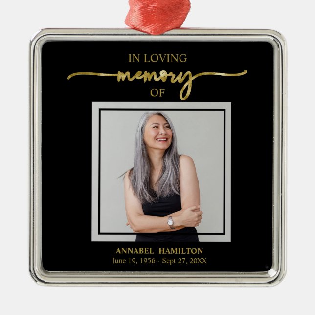 Calligraphy Photo Memorial Remembrance  Metal Orna Ornament (Front)