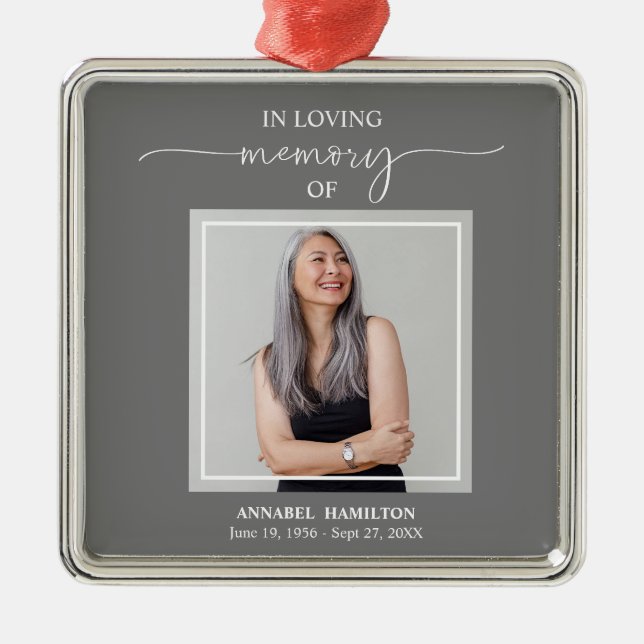 Calligraphy Photo Memorial Remembrance Metal Ornam Metal Ornament (Front)