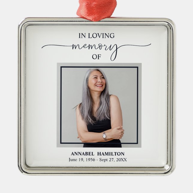 Calligraphy Photo Memorial Remembrance Metal Ornam Metal Ornament (Front)