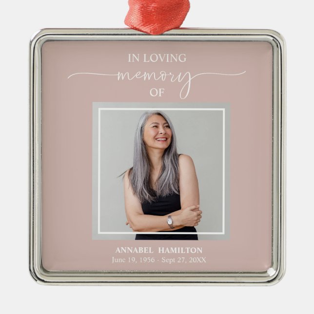 Calligraphy Photo Memorial Remembrance Metal Ornam Metal Ornament (Front)