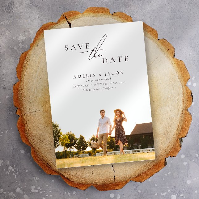 Calligraphy Photo Minimal Wedding Save the Date (Creator Uploaded)