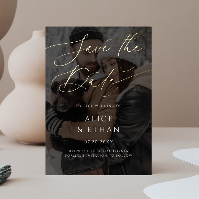 Calligraphy Photo Overlay Wedding Save The Date (Creator Uploaded)