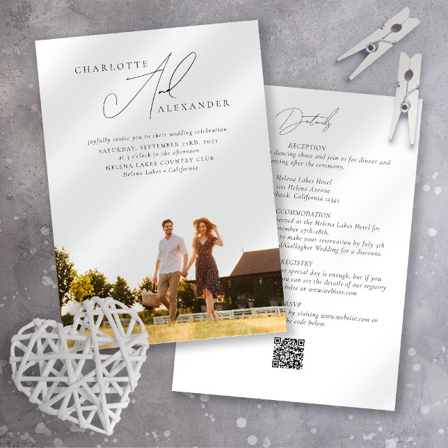 Calligraphy Photo QR Code All in One Wedding Invitation (Creator Uploaded)