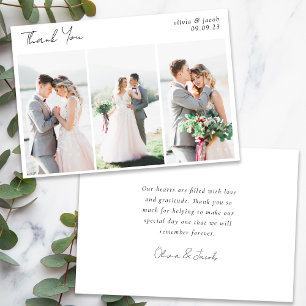 Calligraphy Photo Wedding Thank You Card