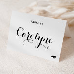 Calligraphy Pork Meal Choice Wedding Place Card<br><div class="desc">Elevate your wedding reception with our beautiful, customisable wedding place cards, designed to add a personal touch to your special day. They feature modern black calligraphy and a heart accent. Add your guests' names, the wedding date or a special message. Transform your reception tables into a stunning display of personalisation...</div>