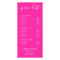 Calligraphy Price List Pink Rack Card