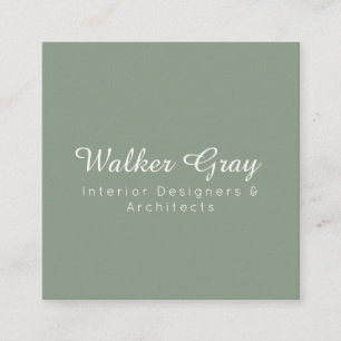 Calligraphy Professional Earthy Sage Cream Square Business Card