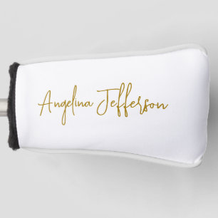 Calligraphy Professional Elegant Gold Color Golf Head Cover
