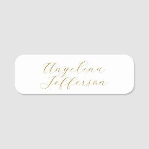 Calligraphy Professional Elegant Gold Color Name Tag
