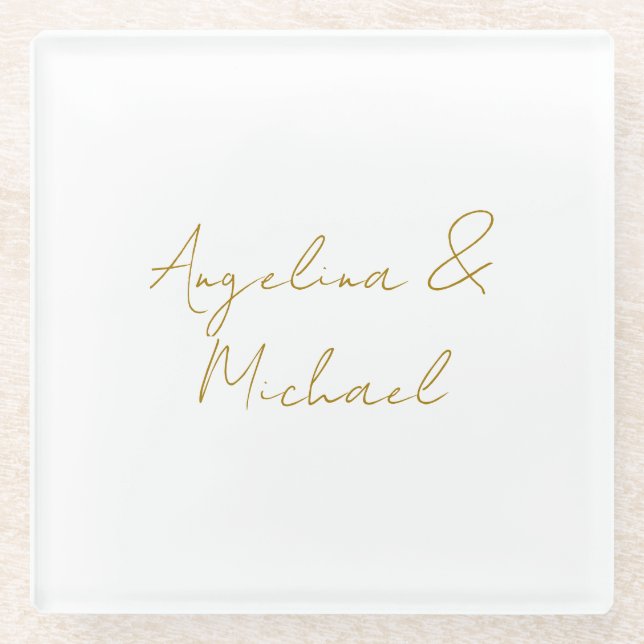 Calligraphy Professional Elegant Gold Colour Glass Coaster (Front)