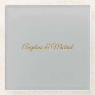 Calligraphy Professional Elegant Gold Colour Glass Coaster