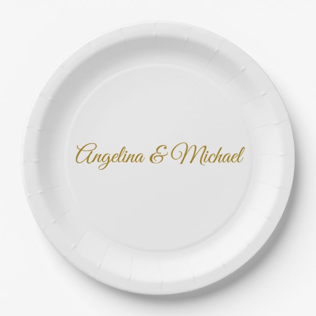 Calligraphy Professional Elegant Gold Colour Paper Plate (Front)