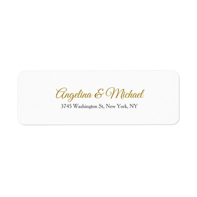 Calligraphy Professional Elegant Gold Colour Return Address Label (Front)