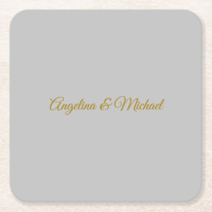 Calligraphy Professional Elegant Gold Colour Square Paper Coaster