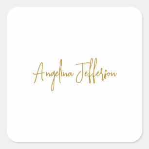 Calligraphy Professional Elegant Gold Colour Square Sticker