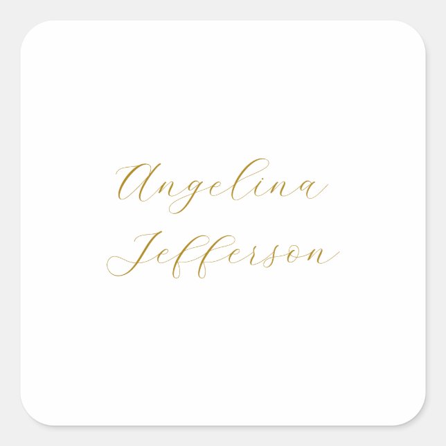 Calligraphy Professional Elegant Gold Colour Square Sticker (Front)