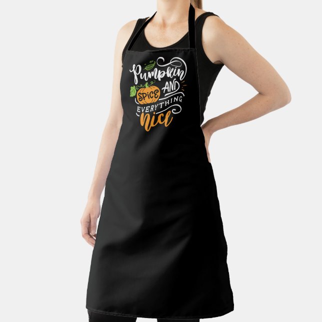 Calligraphy Pumpkin Spice and Everything Nice Apron (Insitu)