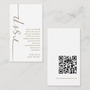 Calligraphy QR Code Champagne Gold Wedding RSVP Enclosure Card