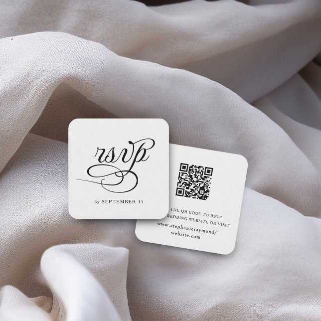 Calligraphy QR Code Wedding RSVP Card (Creator Uploaded)