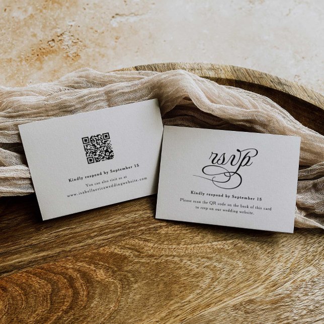 Calligraphy QR Code Wedding RSVP Card (Creator Uploaded)