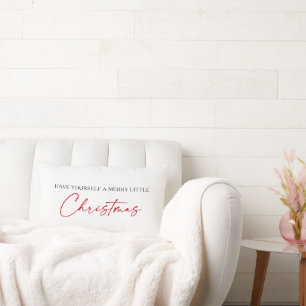 Calligraphy Red Ink Pen Minimalist Christmas Lumbar Cushion