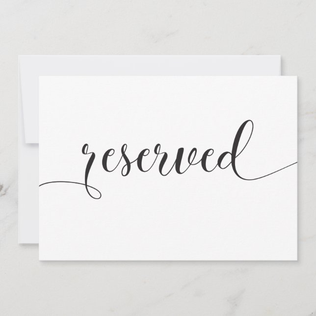 Calligraphy Reserved Wedding Sign Card (Front)
