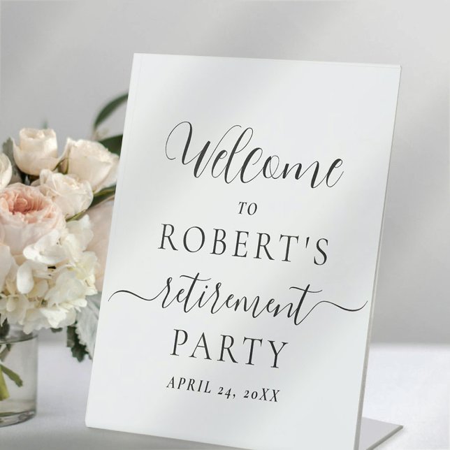 Calligraphy Retirement Party Welcome Pedestal  Pedestal Sign (Creator Uploaded)