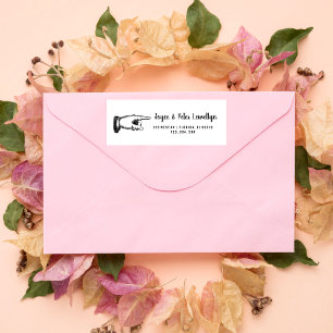 calligraphy return address label finger pointing