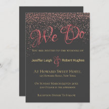 Calligraphy Rose Gold Foil Wedding Invitation