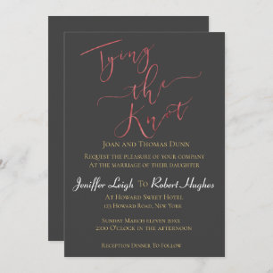 Calligraphy Rose Gold Tying the Knot Foil Wedding Invitation