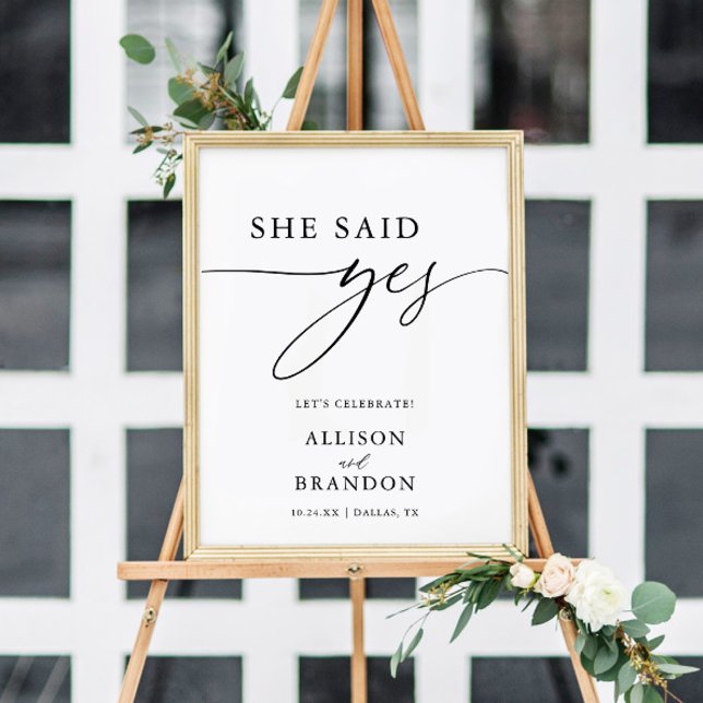 Calligraphy Rustic She Said Yes Engagement Digital Poster (Creator Uploaded)